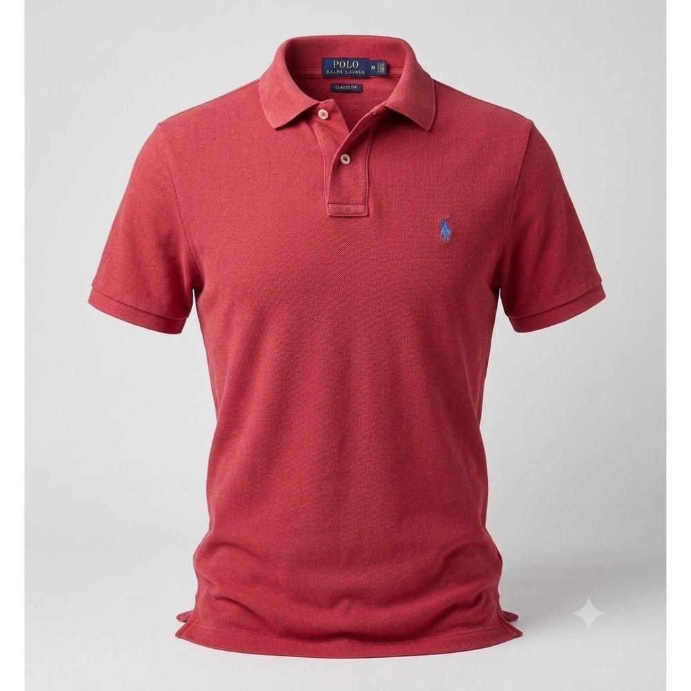 Polo Ralph Lauren Men's Cape Cod Red w Blue Pony Short Sleeve Polo Shirt. Size M